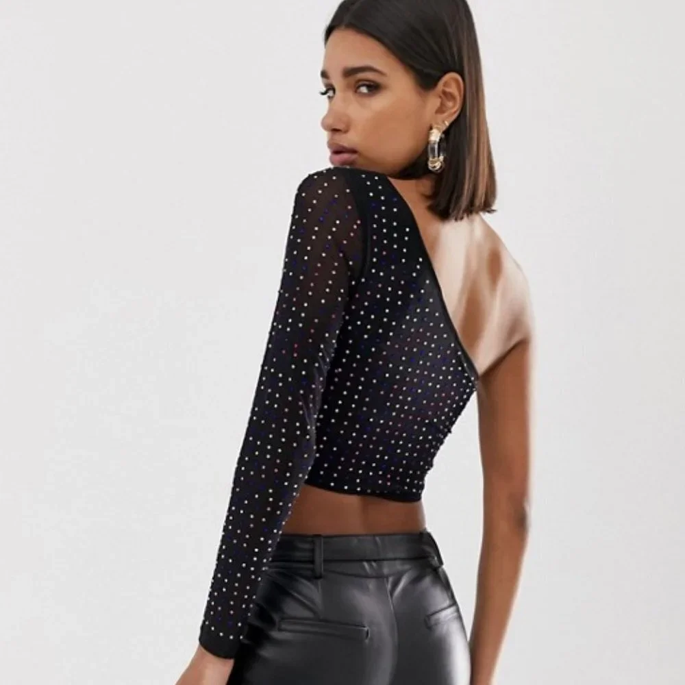 One Shoulder Crop Top - Picture 1 of 4